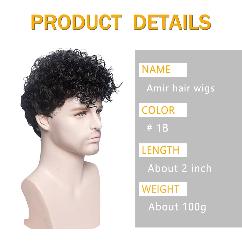 Homens adultos curto cabelo encaracolado cabelo bonito peruca masculino  casual natural peruca completa